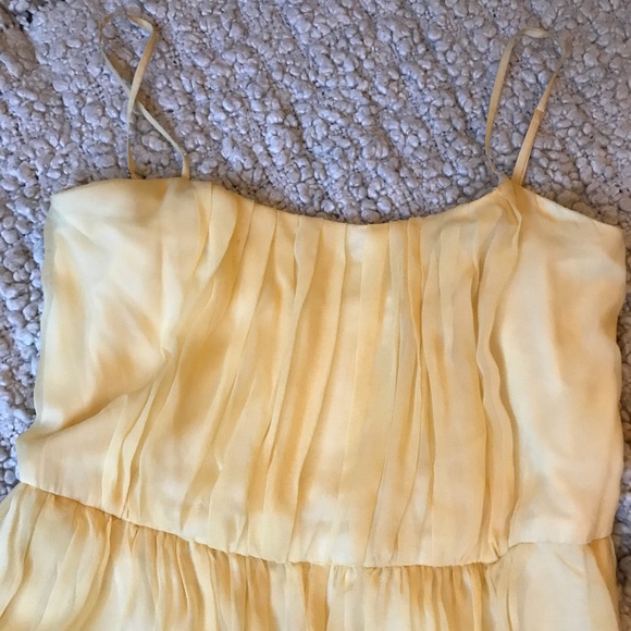 VINTAGE 90s Butter yellow chiffon dress w thin straps - Picture 2 of 7
